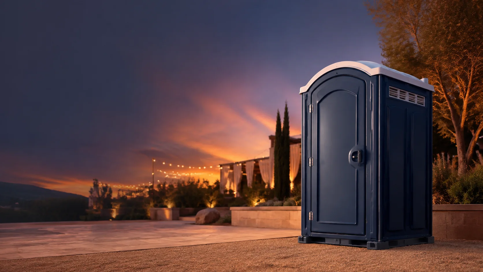 Portable restroom shown for rental planning in Florence, AL